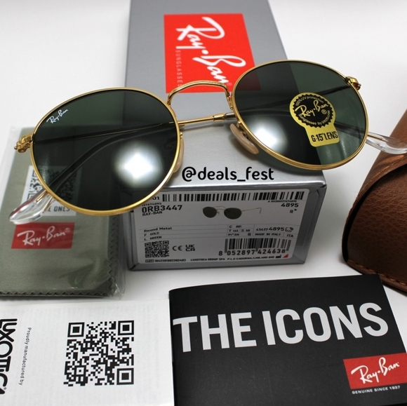 Model Display RayBan Round Metal Green G15 Lens RB3447 - Picture 14 of 17